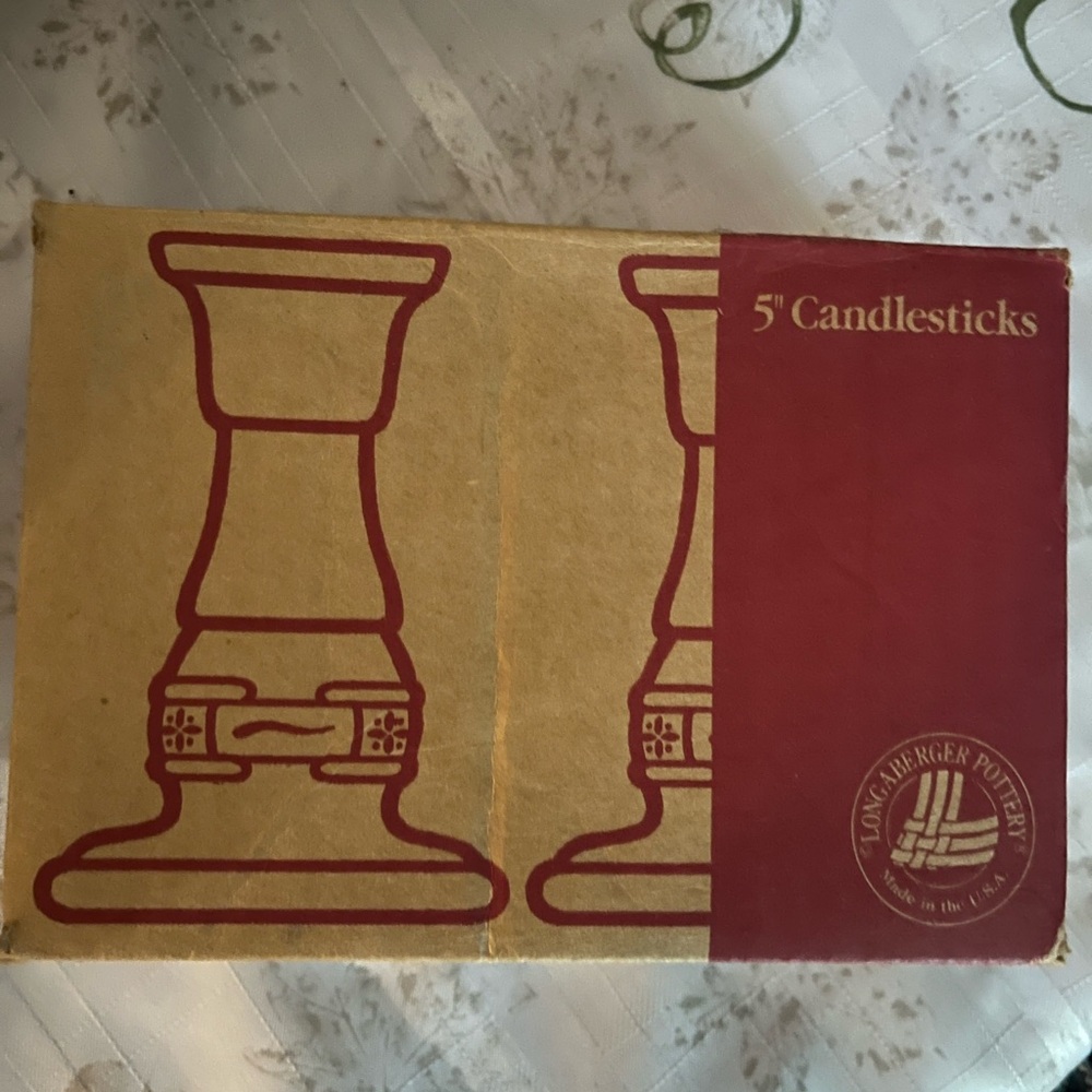 Longaberger 5" Candlesticks Heritage Green